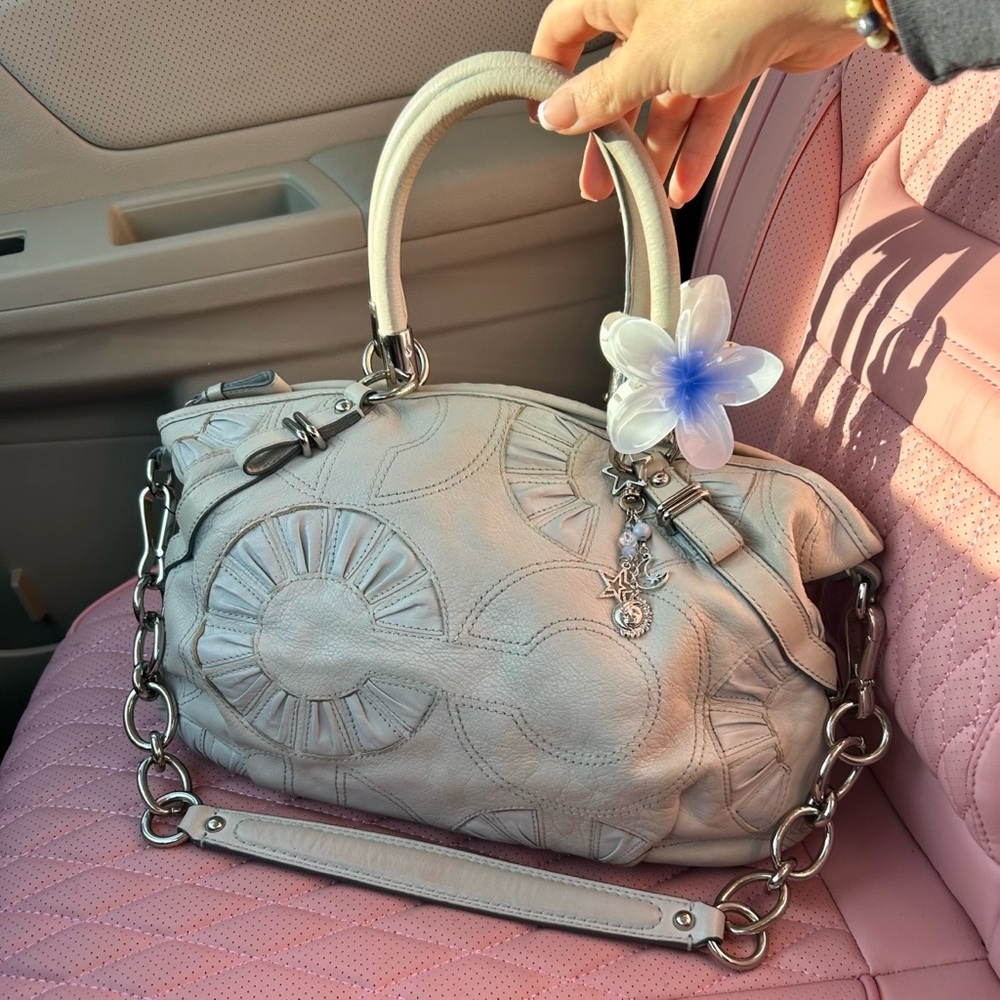 Coach Madison Sophia leather grey had shoulder bag pleated c